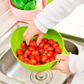 Rice washing bowl with thick drain basket and handle