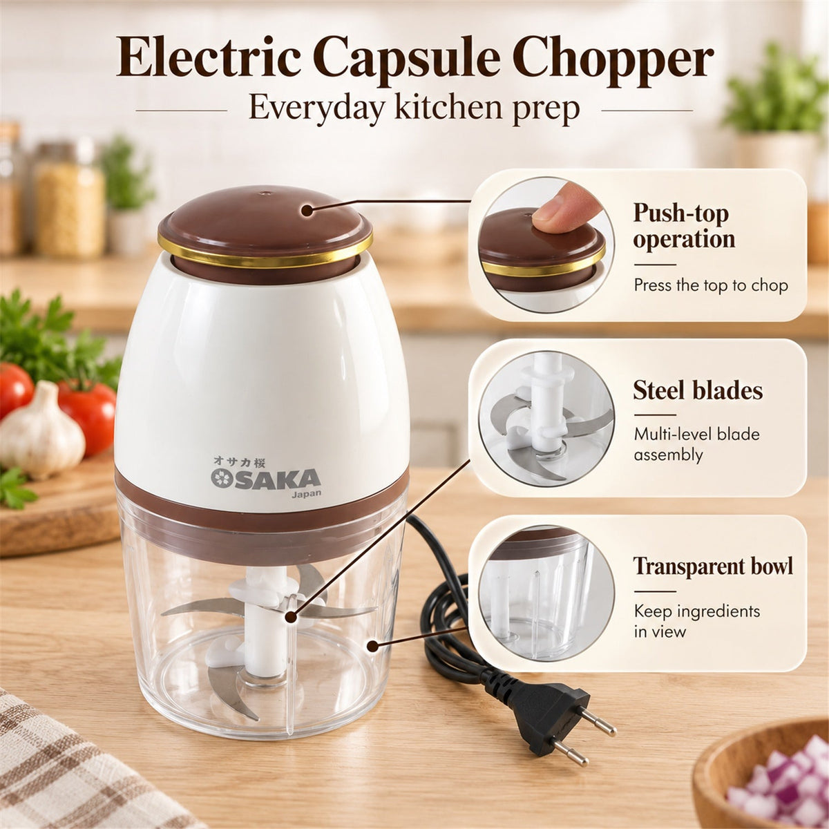 Food chopper for kitchen prep