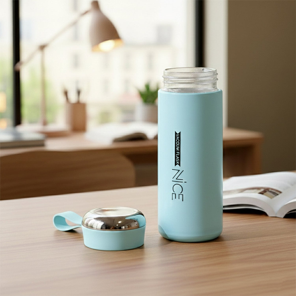 Compact leak proof glass water bottle
