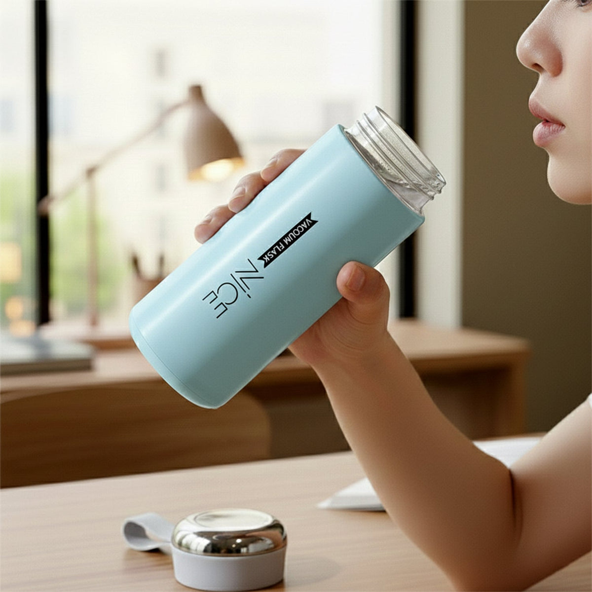 Glass water bottle with secure lid